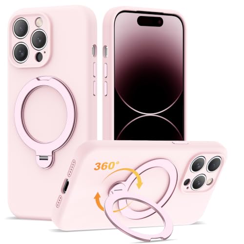 LEKMOTIN iPhone 14 Pro Max�p�P�[�X�A360°�X�s���X�^���h�t���A17cm �s���N | ���C360°�X�s���X�^���h�AMag-Safe�Ή��A�\�t�g�V���R��14 Pro Max�P�[�X