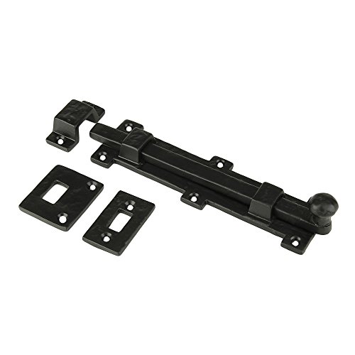 A29 Door Slide Bolt Latch, 8 x 2 Inches With 3 Gate Latch, Sliding Barrel Bolt, Surface Bolt Door Lock Latch for Gates, Cabinets and Doors, Iron Black Powder Coat Finish