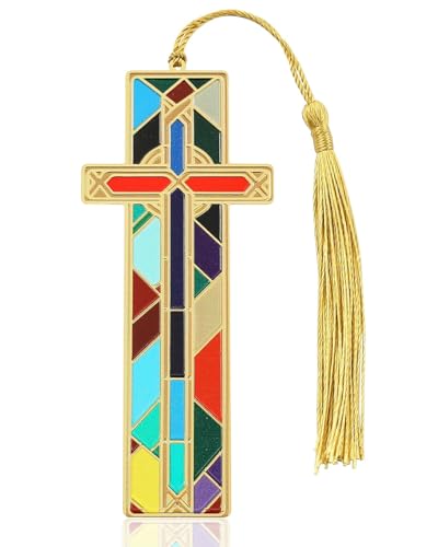 MOPZIJA Christian Lesezeichen mit Bibelvers und Kreuz Anhänger Inspirierendes Lesezeichen Christliches Geschenk für Kommunion Konfirmation Motivation Geschenk für Frauen Männer,bibel zubehör