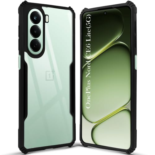 Image of Jkobi Hybrid Back Cover Case for OnePlus Nord CE 6 Lite (Shockproof with Polycarbonate Clear Panel | Professional Black)