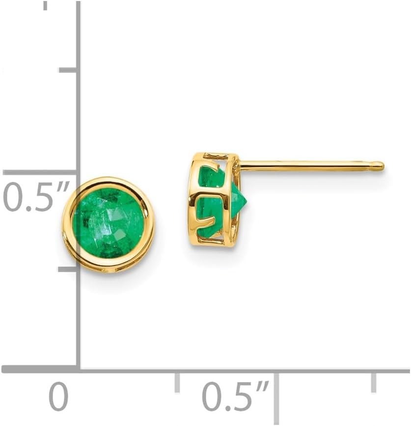 Diamond2Deal 14k Yellow Gold 5mm Round Bezel Gemstone Stud Earrings (Len-0.2 In, Wid-0.2 In)