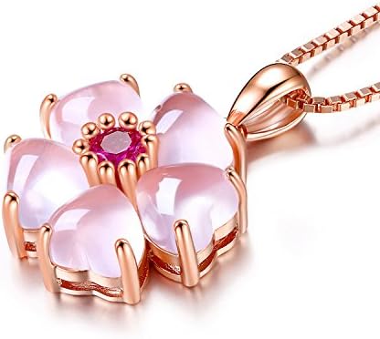 ROSE Gold Cherry Blossoms Necklace For Graduation and Mother’s Day gifts Pink beautiful Artificial stone crystal Necklace Best Gifts For Women Friend Lover - Image 4