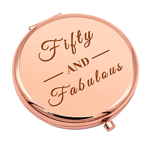 50Th Birthday Gifts For Women Compact Makeup Mirror For Mom Wife Friends Birthday Gifts For 50 Year Old Women Folding Makeup Mirror For Grandma Mother Aunt Funny 50Th Birthday Gift For Her #TOP19
