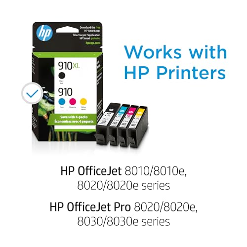 HP 910 Black, Cyan, Magenta, Black Ink Cartridge (Black XL + CMY)