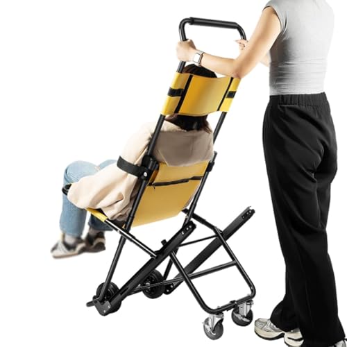 Silla de transporte para escaleras, silla portátil para personas mayores, silla ligera de rescate de emergencia con reposacabezas ajustable, capacidad de peso de 350.53 lb