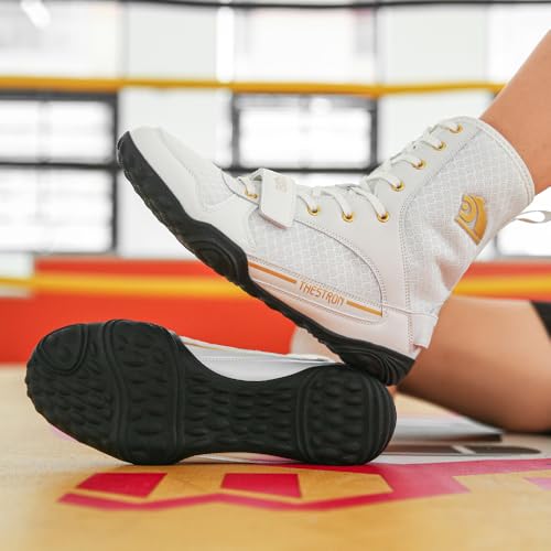 Image of THESTRON Men's Professional Boxing Wrestling Shoes Breathable Fighting Training Boots Male Combat Shoes Man High Top Fitness Sports Sneakers