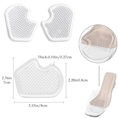 Zittop Metatarsal Pads Ball of Foot Cushions for Heel, Soft Gel Self Adhesive Foot Pad Insoles Forefoot and Sole Support, Foot Pain Relief & All-Day Comfort（Clear 2 Pairs）