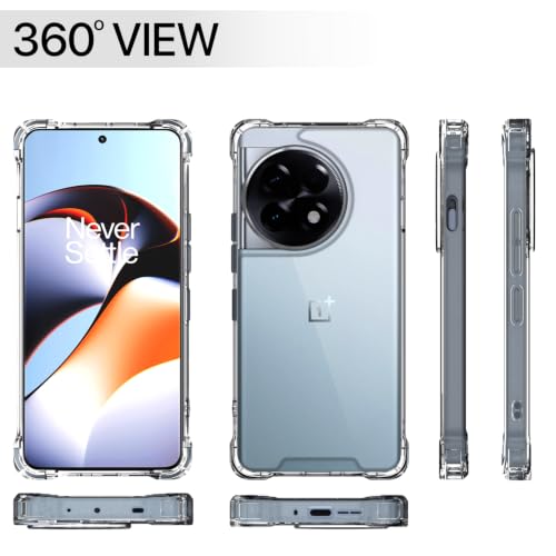 Image of Outlouders Back Cover for OnePlus 11R 5G Clear Transparent PC + TPU Bumper Case with Raised Edges for Shockproof Protection (Transparent)