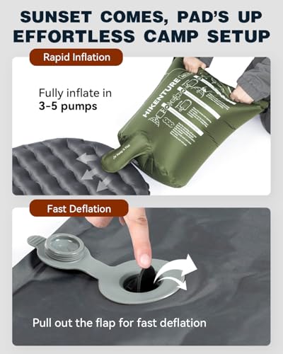 Image of Hikenture Camping Sleeping Pad with 6.2 R-Value, Ultralight Camping Mattress for All Season, Compact & Insulated Sleeping Mat for Backpacking,Hiking,Outdoor