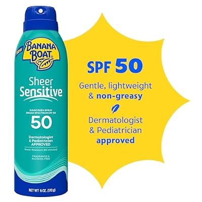 Banana Boat Sheer Sensitive Body Spray, SPF 50, 6oz