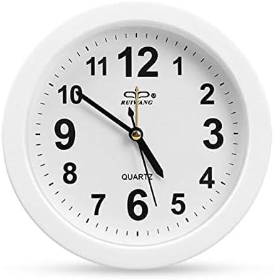 BuyinMo 6 Inch Simple Small Bedroom Bedside Student Office Desk Clock, Battery Operated Travel Kids Alarm Clock, Silent No Ticking Analog Quartz Kitchen Living Room Decorative Wall Clock