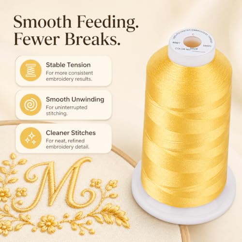 Image of Simthread 5500Yds /5000M 40WT Polyester Embroidery Thread Butternut S024 | High-yardage 5000M spool offers smooth feeding and stable 40WT polyester thread for home and commercial embroidery machines.