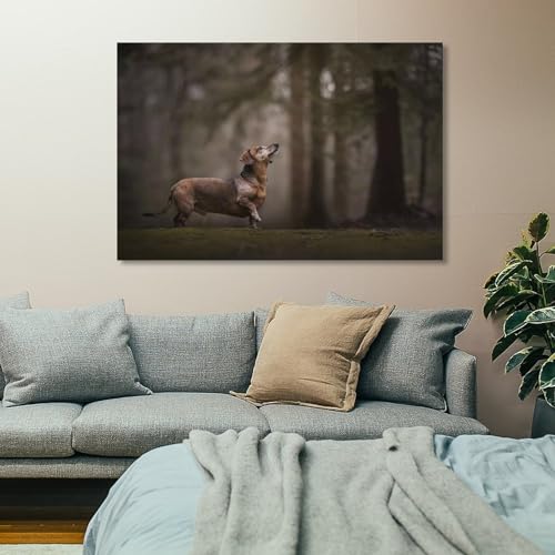 Impression sur toile teckel pour décorer la chambre à coucher