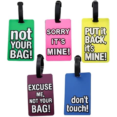 5 Pcs Luggage Tags for Suitcases, Lovely Luggage Tags Colorful Travel Bag Tag with Name ID Card for Preventing Loss of Bags and Suitcases Cover