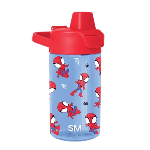 Simple Modern Marvel Kids Tritan Plastic Summit Water Bottle | 12 oz BPA-Free Cup with Covered Leak Proof Straw Lid for Boys Toddlers | Spidey Webs