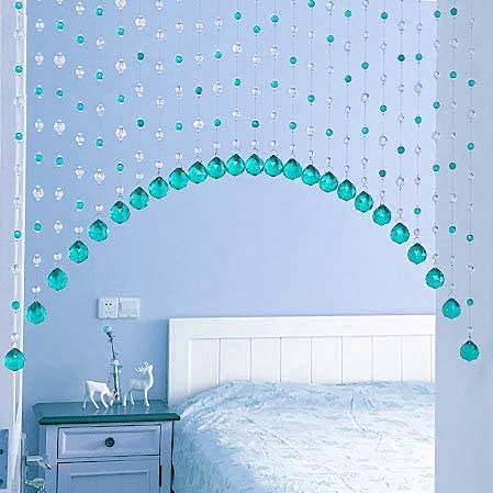 Image of K9L 10 String, Acrylic Bead and Drops, String Hanging Crystal Curtain (10 String Suitable to 2.5 to 3 Feet Width) (SkyBlue)