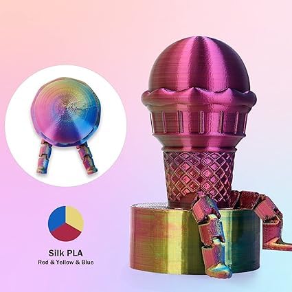 Image of FiLAMONT PLA Silk Filament 1.75mm, 3D Printer Filament, Shiny Silk 1.75 PLA Filament, 1kg(2.2Lbs) /Spool (Tri Red Yellow Blue)