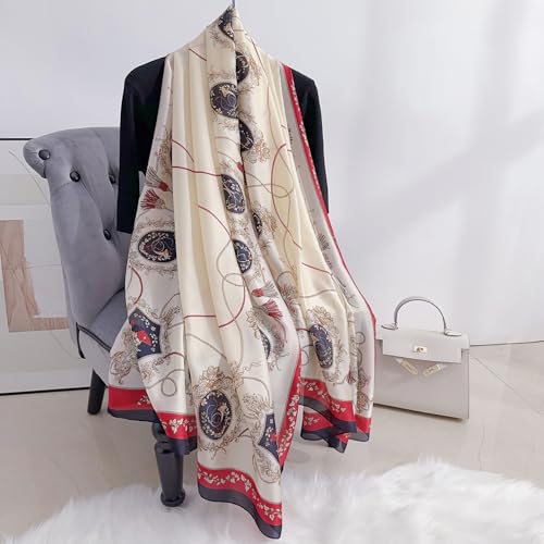 Image of MALINA Women's Polyester Silk Satin Stole Scarf - Soft Lightweight Fashion Wrap, Elegant Floral & Gradient Design, summer stole,Scarf For Women,Premium Stole,Large Size 180x90 cm'