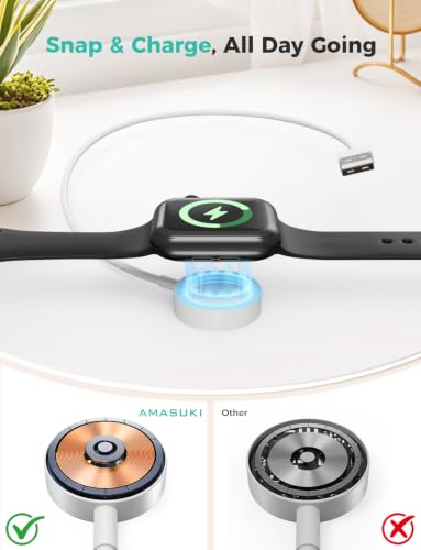 Image of 1FT Short for Apple Watch Charger USB Magnetic Fast Charging Cable Portable Wireless Charging Accessories Compatible with iWatch Series 11 /10 /9 /8 /7 /6 /5 /4 /3 /2 Ultra 3 /2 /SE