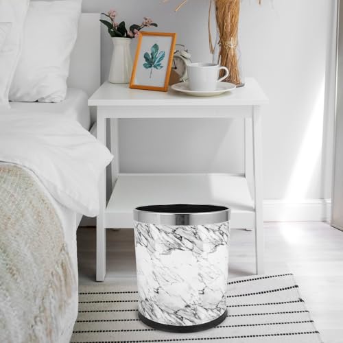 Bote de basura redondo acero 10 L con tapa blanco miniatura 6