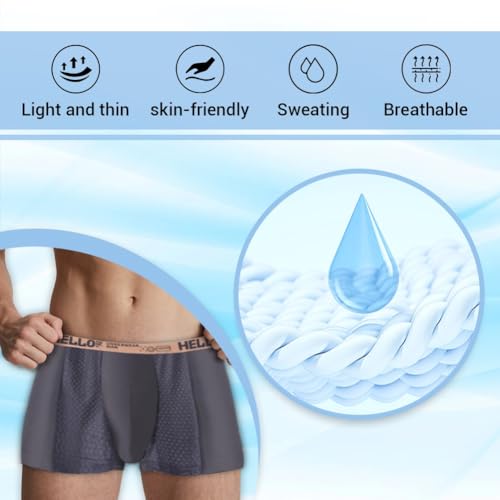 Hello Mesh Mens Underwear, Low Rise Boxer Briefs for Men, Mens Breathable Trunks, Multipack4