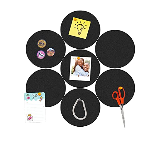 Refoamation Round Pin Board – Set Of 10 Improved Self-Adhesive Bulletin Boards For Home And Office Wall Décor, Photo Board, Memos 7" Round X 3/8" Thick – (Black, Round) #TOP1
