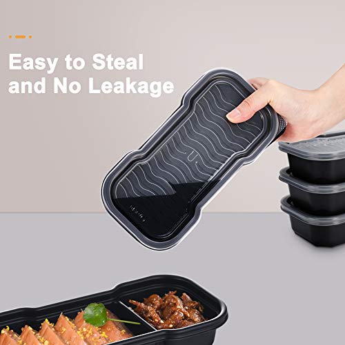 Otor Bento Boxes Meal Prep Containers 3 Compartments With Clear Airtight Lids Food Grade Deli Container Lunch Boxes Take Away Travel Containers Freezer Safe16Oz 25 Sets #TOP5