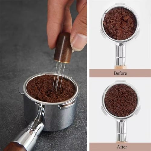 Image of Coffee Machine Accessories, 2-Piece Coffee Distribution Tool Set, Rosewood and Ebony Wooden Needles for Espresso Preparation, Barista Equipment for Home and Cafe Use