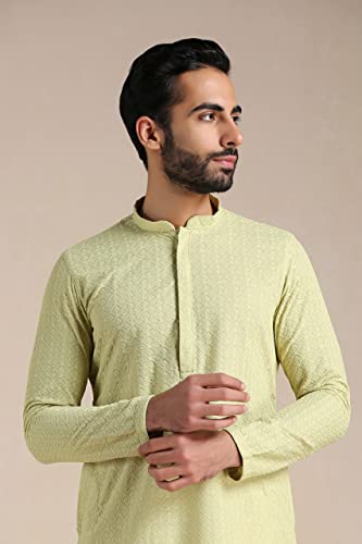 Image of Manyavar Men's Cotton Blend Self-Design Kurta Pyjama Set (2pcs)