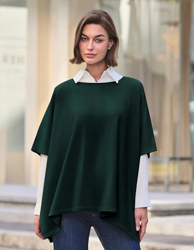 Image of PULI Women's Pullover Poncho Sweater Oversized Knit Layering Top Travel | Sleeveless and Layers Over Any Shirt At Home or Work