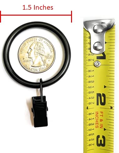 Set Of 100 - 1.5-Inch Metal Curtain Rings With Clips - Black (Also Known As Rings With Curtain Clips / Curtain Clip Rings / Drapery Rings / Curtain Rings With Clips/ Drapery Clip Rings) #TOP2