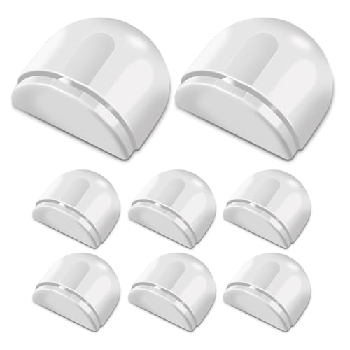 8 Pezzi Fermaporta Trasparenti Adesivi da Pavimento.Trasparente Autoadesivi Ferma Porta.AInvisibili Semicircolari per Tutti i Pavimenti Duri,Protezioni Antiurto per Muri, Porte e Mobili