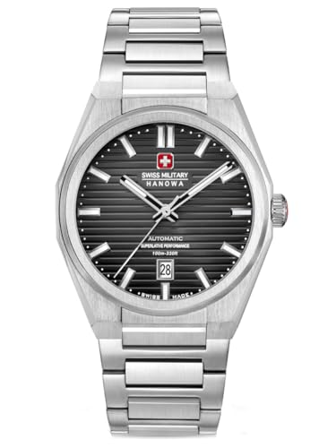 Image of SWISS MILITARY HANOWA Avalanche Grey Round Dial Swiss Made Automatic Watch for Men | SMWGL0006903