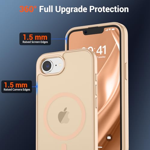 Image of SUPFINE Magnetic for iPhone 16e Case 2025 (Compatible with MagSafe)(Military Grade Drop Protection) Slim Translucent Matte Shockproof with Anti-Fingerprint Phone Case,Sand Pink