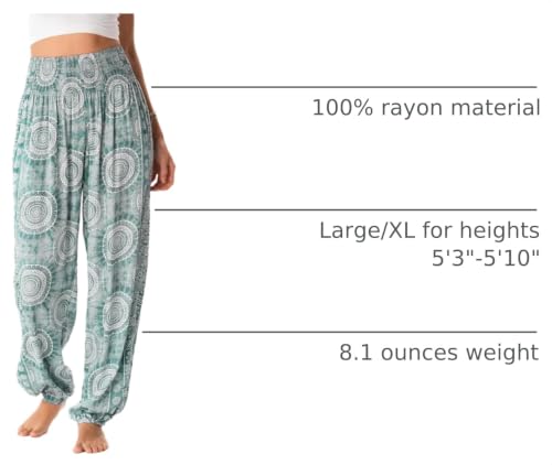 Image of Lotus and Luna Women's Harem Pants Thai Pants for Beach & Lounge High Waisted Flowy Boho Pants Genie Pants Yoga Pants