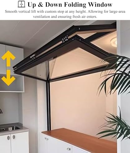 Foldable Replacement Sliding Window with Handle Lock, Double-Hung Design for Commercial Snack Serving, 800x1200mm (31x47in) - Ideal Concession Service Solution