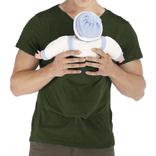 Image of amropi Men's Baby Carrier Soothe V Neck Short Sleeve Kangaroo T Shirt