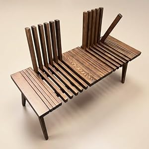 Livora One MOKU ベンチチェア P835 北米FAS級ホワイトアッシュ無垢材 120cm 3人掛け 高級天然木製椅子 背もたれ付き (ウォールナットブラウン, 幅：122cm)