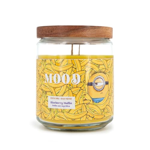 Minions Mood - Bougie parfumée dans un verre - Grande bougie parfumée (510 g) - Idée cadeau amusante - Longue durée de combustion (80 h)