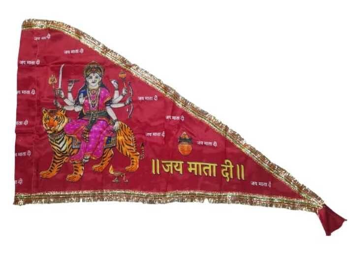 Samast-Jai Mata Di Flag Jhanda Big Size for Home | Jai Mata Di written Red Flag | Flag for Temple/Home | Satin Cloth | (Size Large Height 27 Inch and Length 39 Inch) (Set of 2 Flag)-image-43