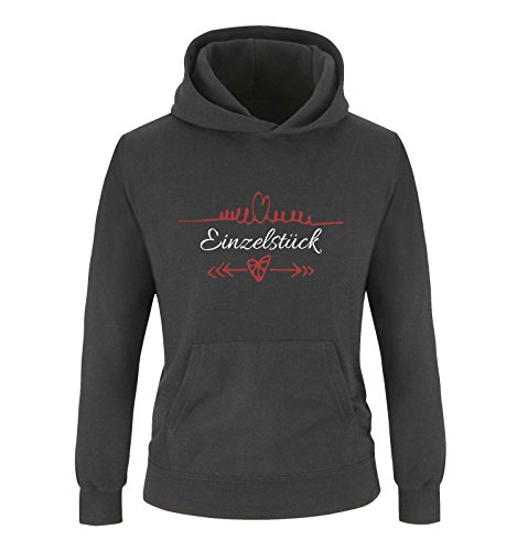 Einzelstück - Herz Pfeile - Mädchen Hoodie - Schwarz/Weiss-Rot Gr. 128