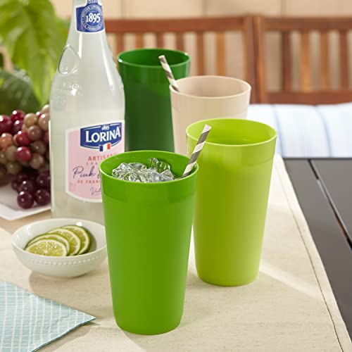 Us Acrylic Newport 20 Ounce Unbreakable Plastic Stackable Water Tumblers In Green Grove | Set Of 12 Drinking Cups | Reusable, Bpa-Free, Made In The Usa, Top-Rack Dishwasher And Microwave Safe #TOP2