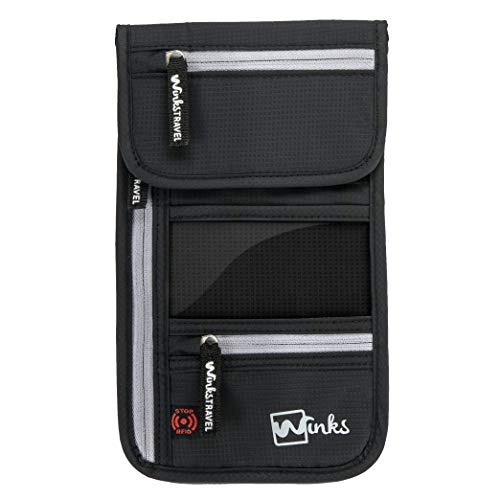 Travel Neck Wallet Passport Holder w/ RFID Blocking - Premium Traveling Pouch