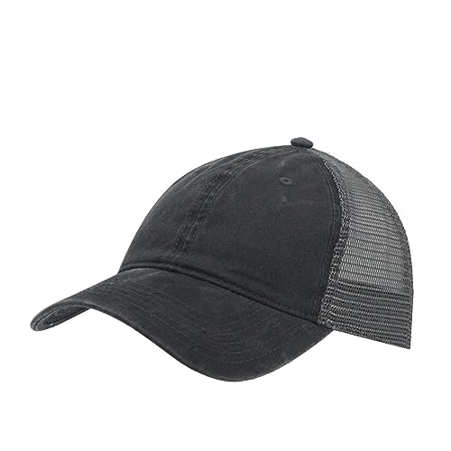 Vintage Washed Cotton Soft Mesh Adjustable Baseball Cap (Charcoal/Gray)
