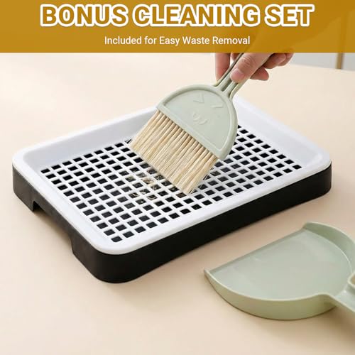 2pcs Rabbit Litter Tray with Grid Set, Durable Guinea Pig Litter Box, Easy-to-Clean Small Animal Toilet Potty Trainer for Hamsters, Guinea Pigs and Kittens 9.84x7.68x1.18in - Image 4