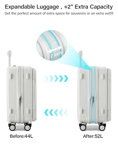 Hanke Top Opening 20" Bagage à main extensible à coque rigide Blanc fumé – Image 5