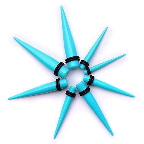 50 Pieces Ear Stretching Kit 14G-00G By Jieyuejewelry - Acrylic Tapers And Plugs + Silicone Tunnels - Ear Gauges Expander Set Body Piercing Jewelry (Blue) #TOP5