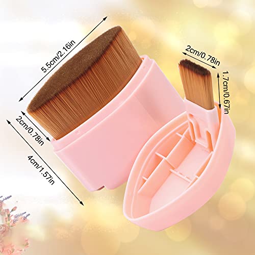 Foviupet 2 In 1 Liquid Foundation Makeup Brush - Portable Travel Size Flat Top Brush Face Blush Cosmetics Foundation Brush For Blending Flawless Finish Foundation Cream, With Protective Cover (Pink) #TOP6