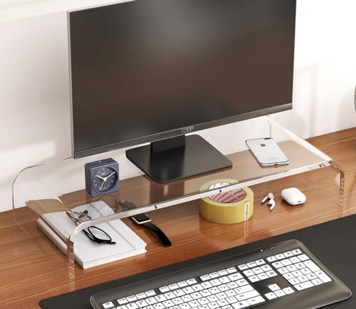 Benjiu モニター台 アクリル モニタースタンド デスクスタンド アクリルモニタースタンド アクリル素材 クリア クリア pcモニタースタンド 組立不要 パソコンモニターモニター 液晶モニター キーボード収納 デスクトップ デスク パソコンスタンド デ