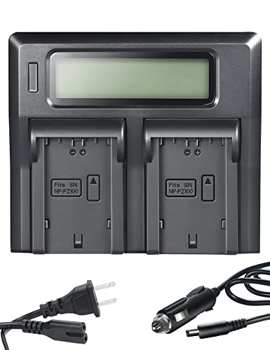 DSTE 1.5A Dual Battery Charger Compatible with Sony NP-FZ100 Battery and A6600, A6700, ZV-E1, FX3, FX30, A1, A7CII, a7C, A7III, A7IV, A7RIII, A7RIV, A7RV, A7SIII, A9, A9II, A9R, A9S Cameras